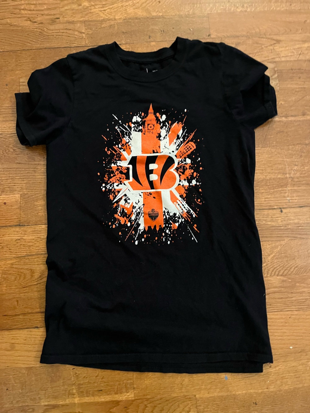 Team Apparel Black Tee with Orange and White Graphic